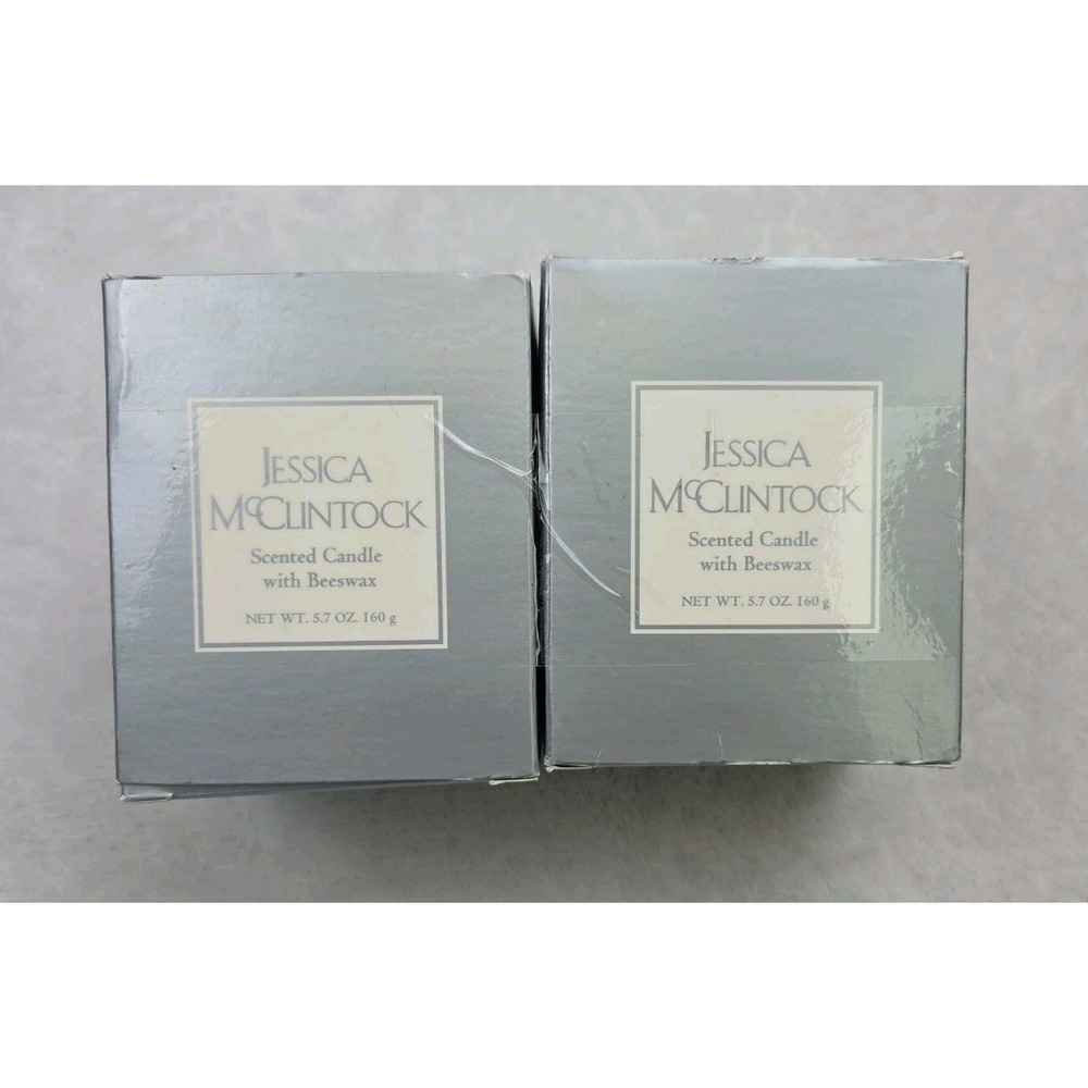 2 Vintage Jessica McClintock Fragrance Scented Candles New in Box Beeswax 5.7 oz